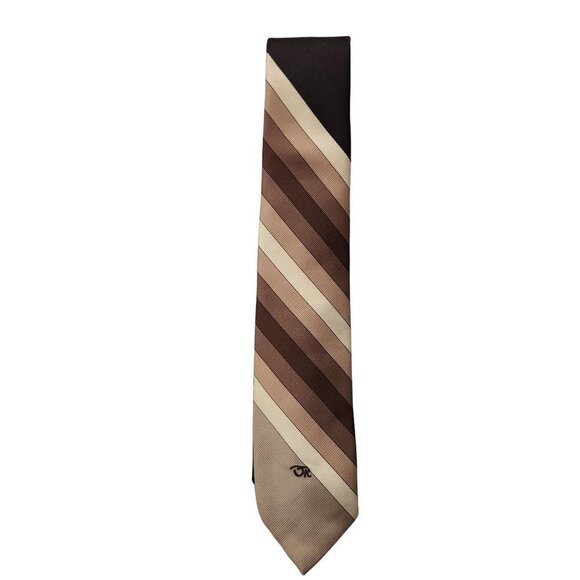 Oscar de la Renta Vintage Designed Brown Striped Men's Tie - Picture 1 of 3